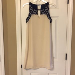 Boutique brand cream and navy dress